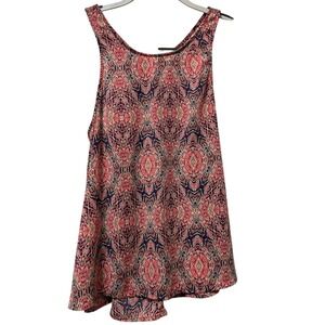 Xhilaration Womens M Geometric Print Sleeveless Tank Top Pink Navy